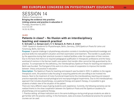 Session 14 des 3rd European Congress on Physiotherapy education (2012)